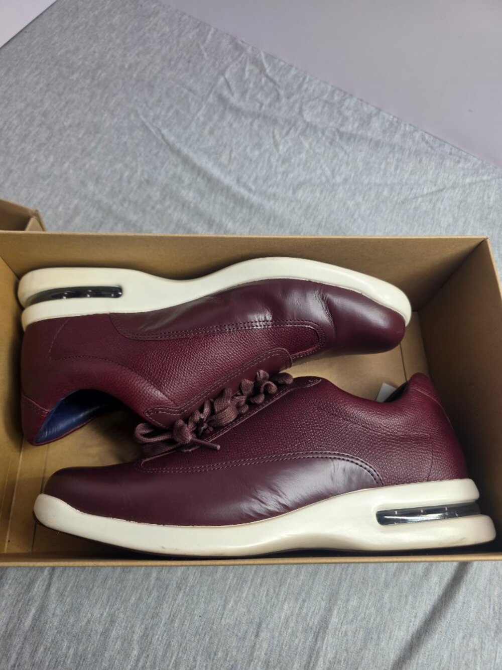 Cole Haan Nike Air Mens Sneakers Size 9.5 Burgundy Leather Lace Up - Picture 4 of 13